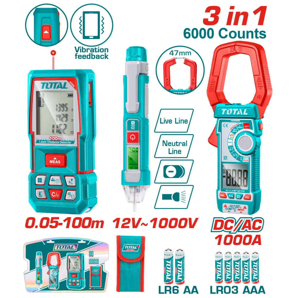 Комплект 3бр. измервателни инструменти TOTAL INDUSTRIAL - image
