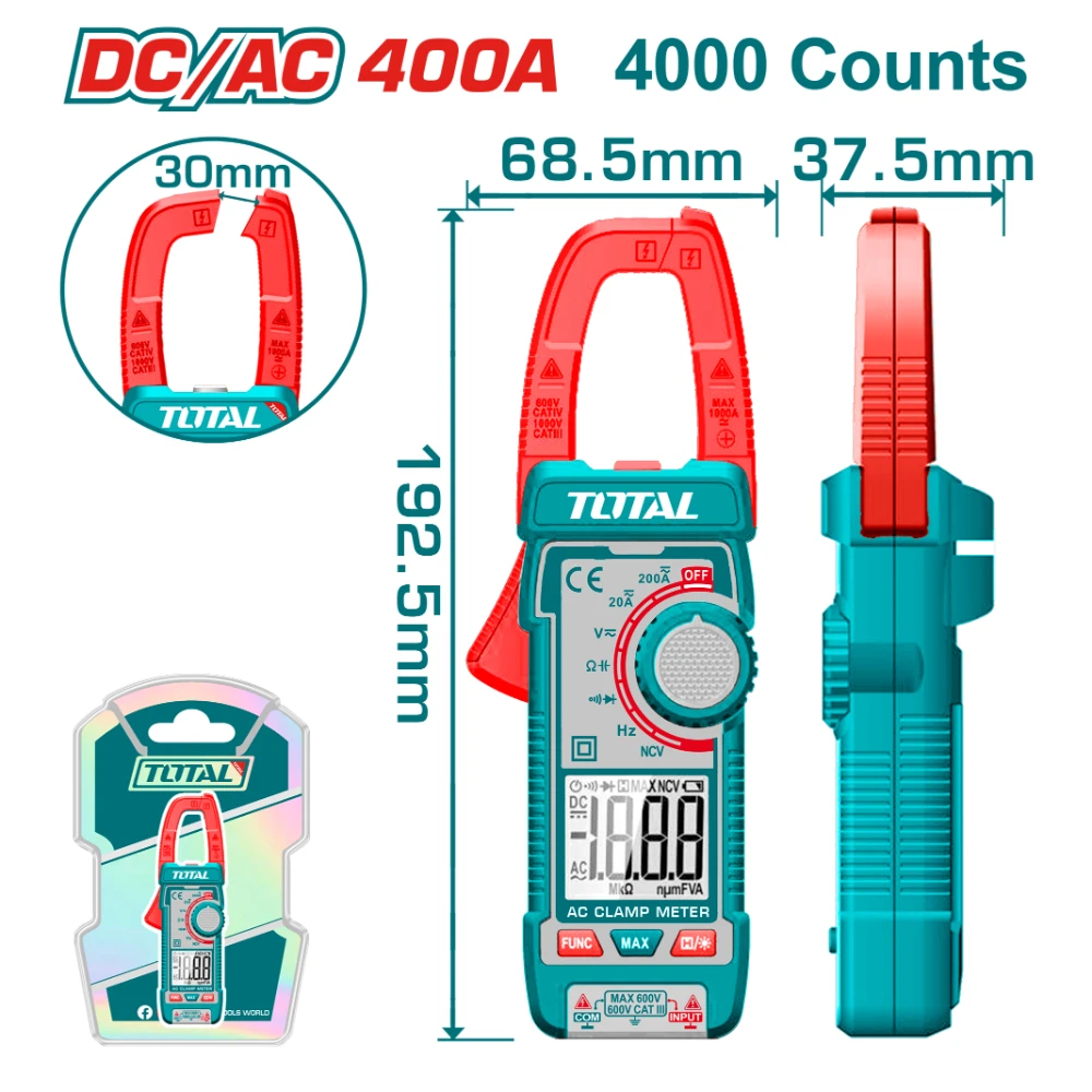 Ампер клещи TOTAL, 400A - AC/DC - image