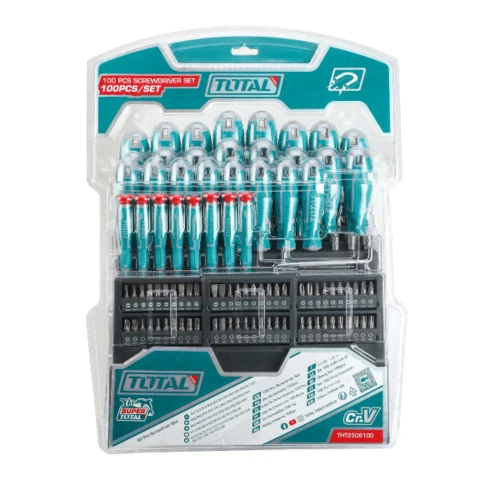 Комплект отвертки и битове TOTAL, 100 части - thumbnail