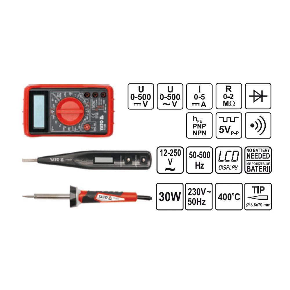 Комплект електричарски инструменти YATO - 68 части - image